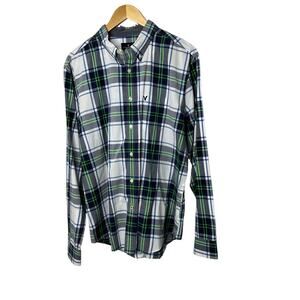 American Eagle Outfitters Classic Fit Blue & Green Plaid Button Up Shirt Mens XL